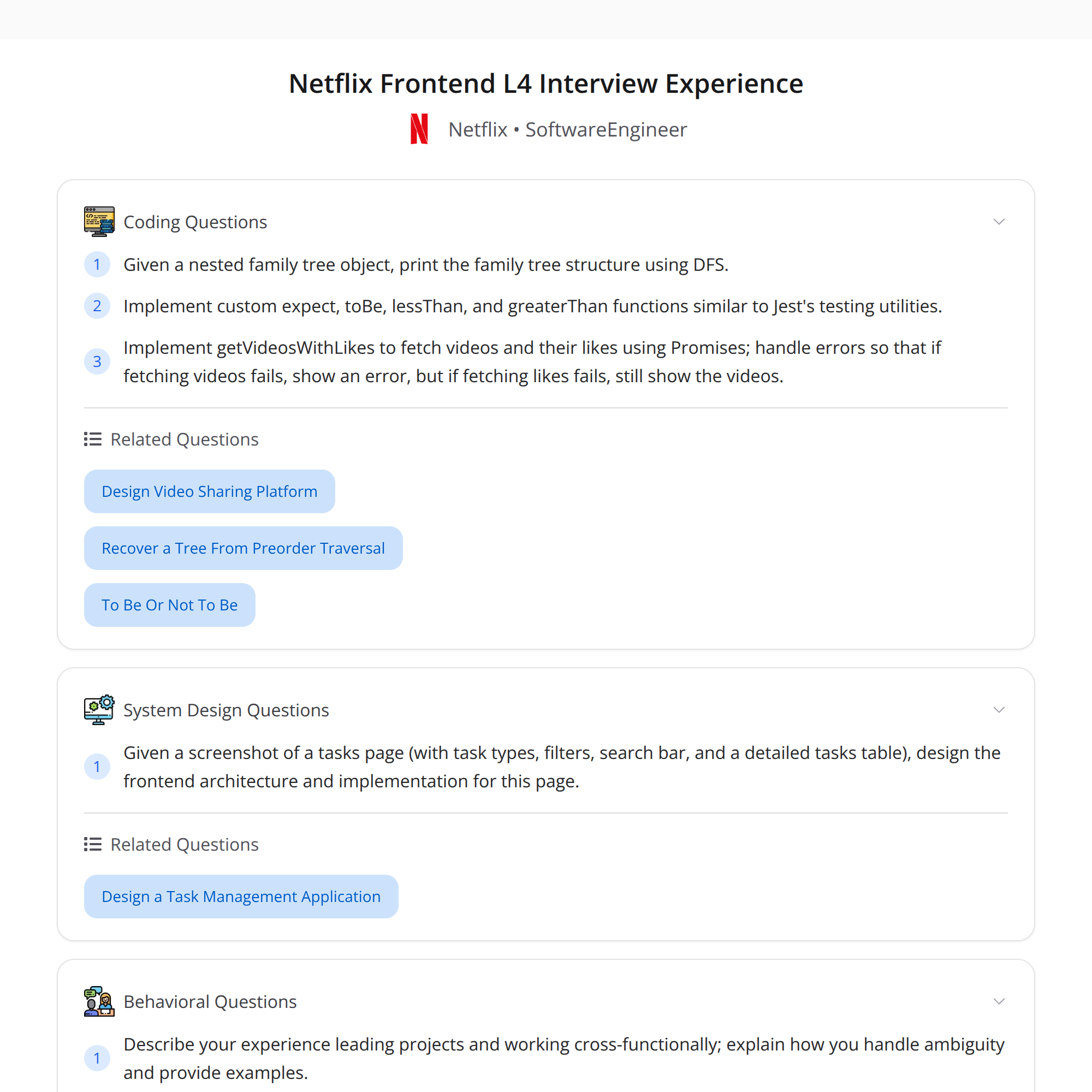 Netflix Frontend L4 Interview