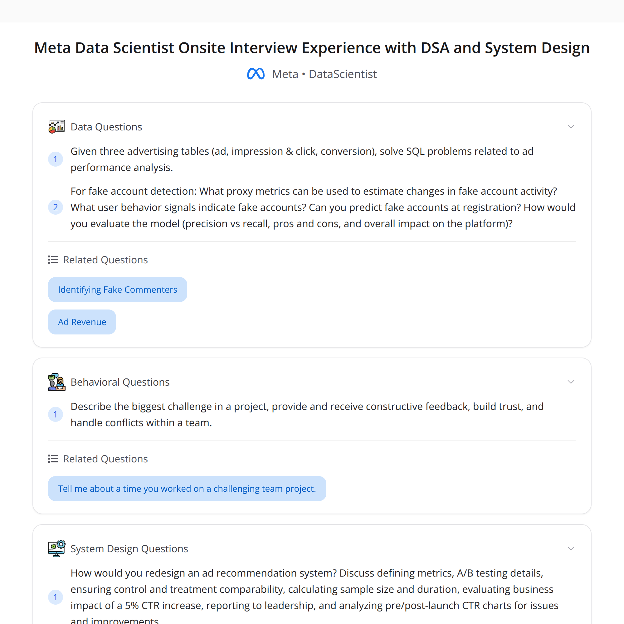 Meta Data Scientist Onsite