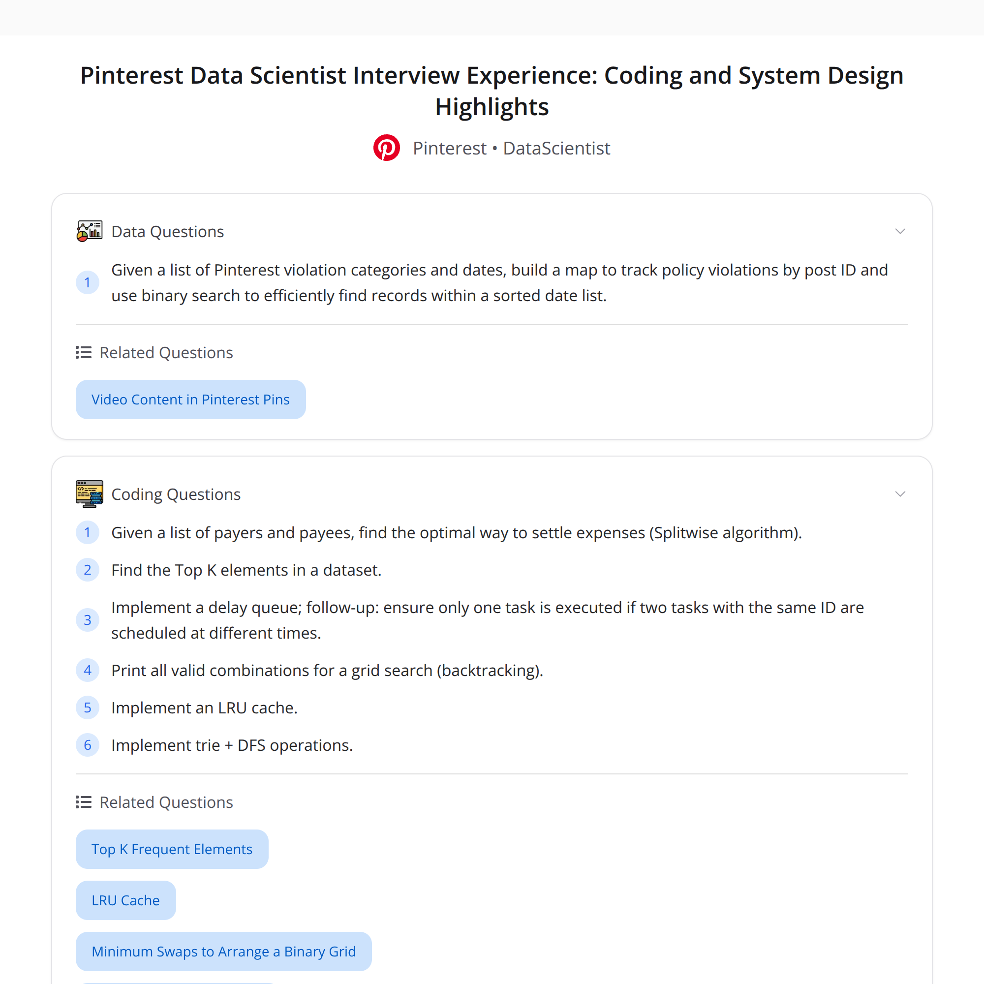 Pinterest Data Scientist Interview