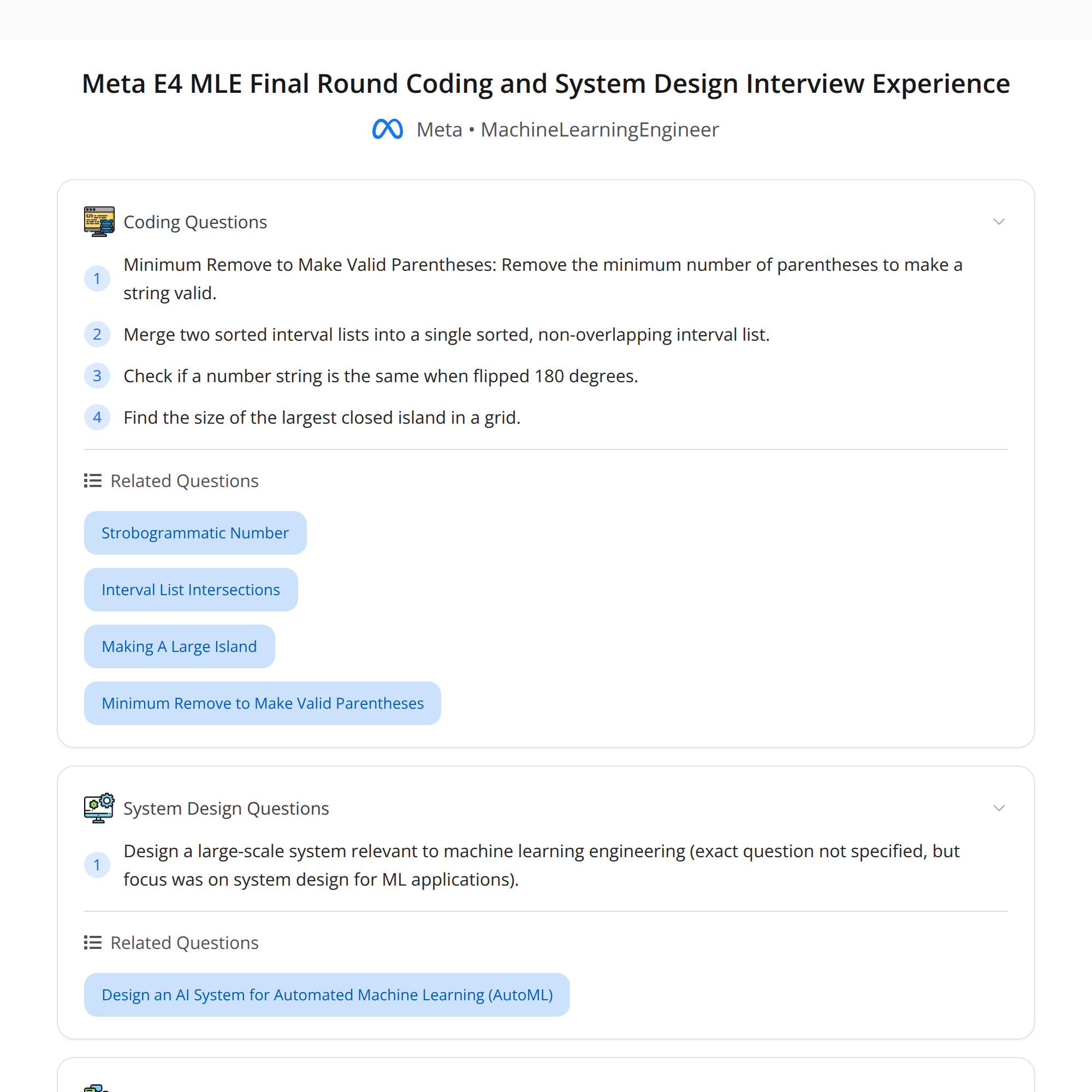 Meta E4 MLE Interview