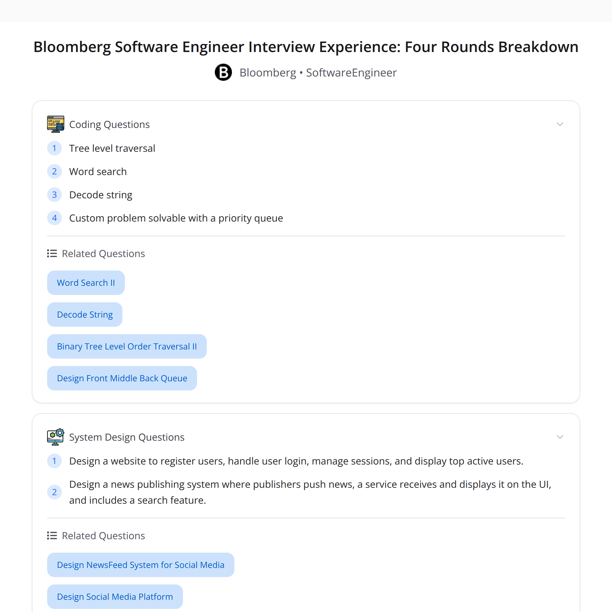 Bloomberg SWE Interview