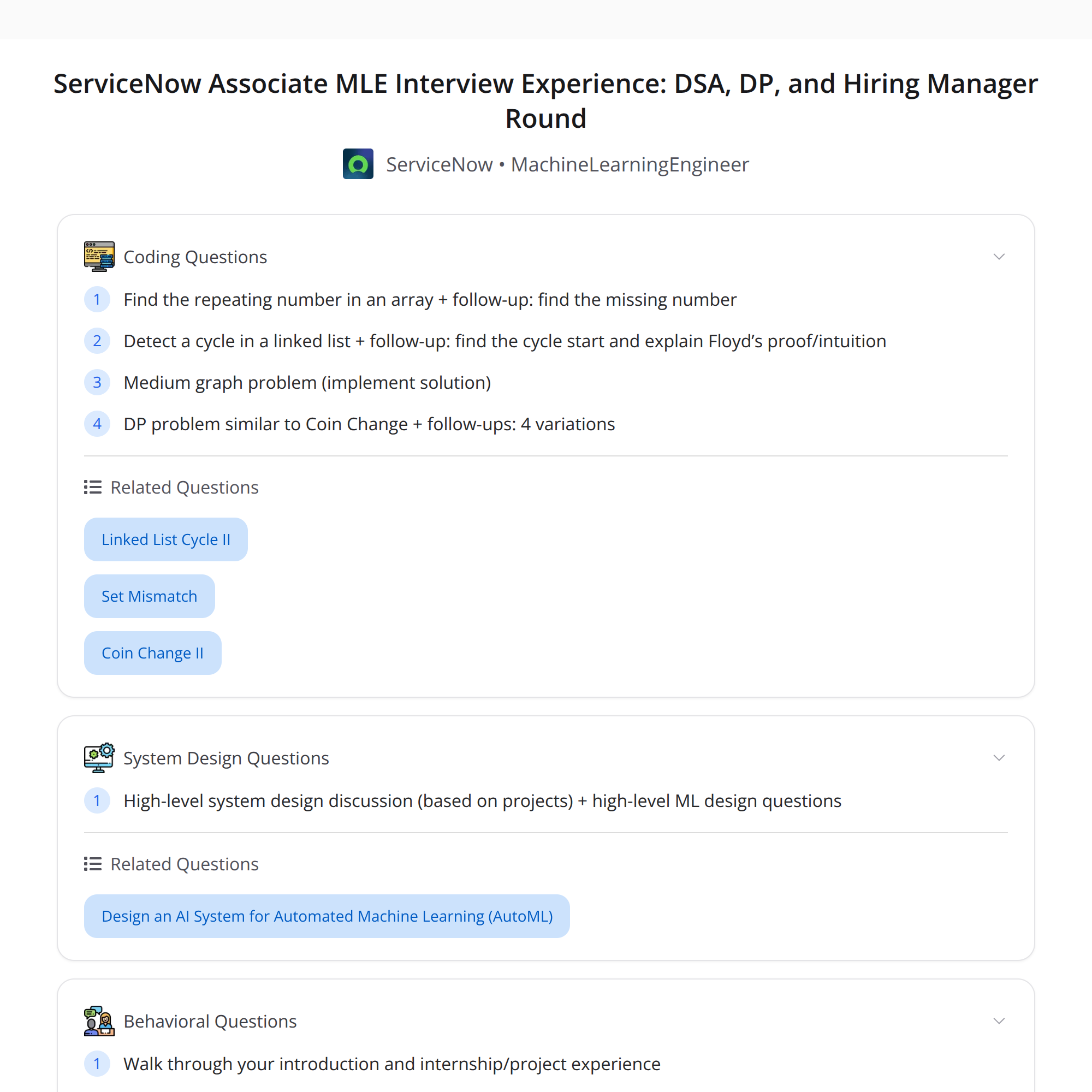 Cover image — ServiceNow interview experience
