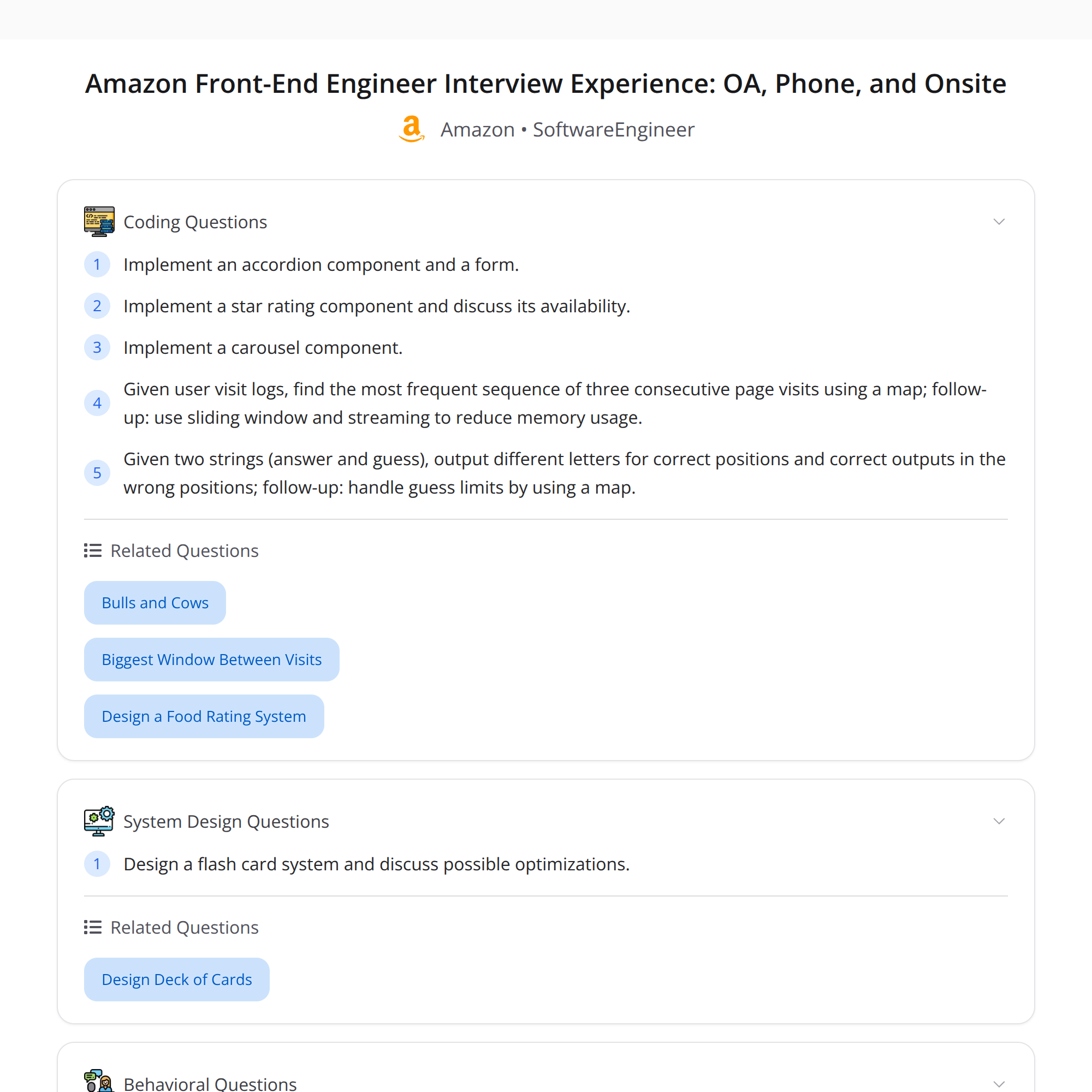 Amazon Front-End Interview