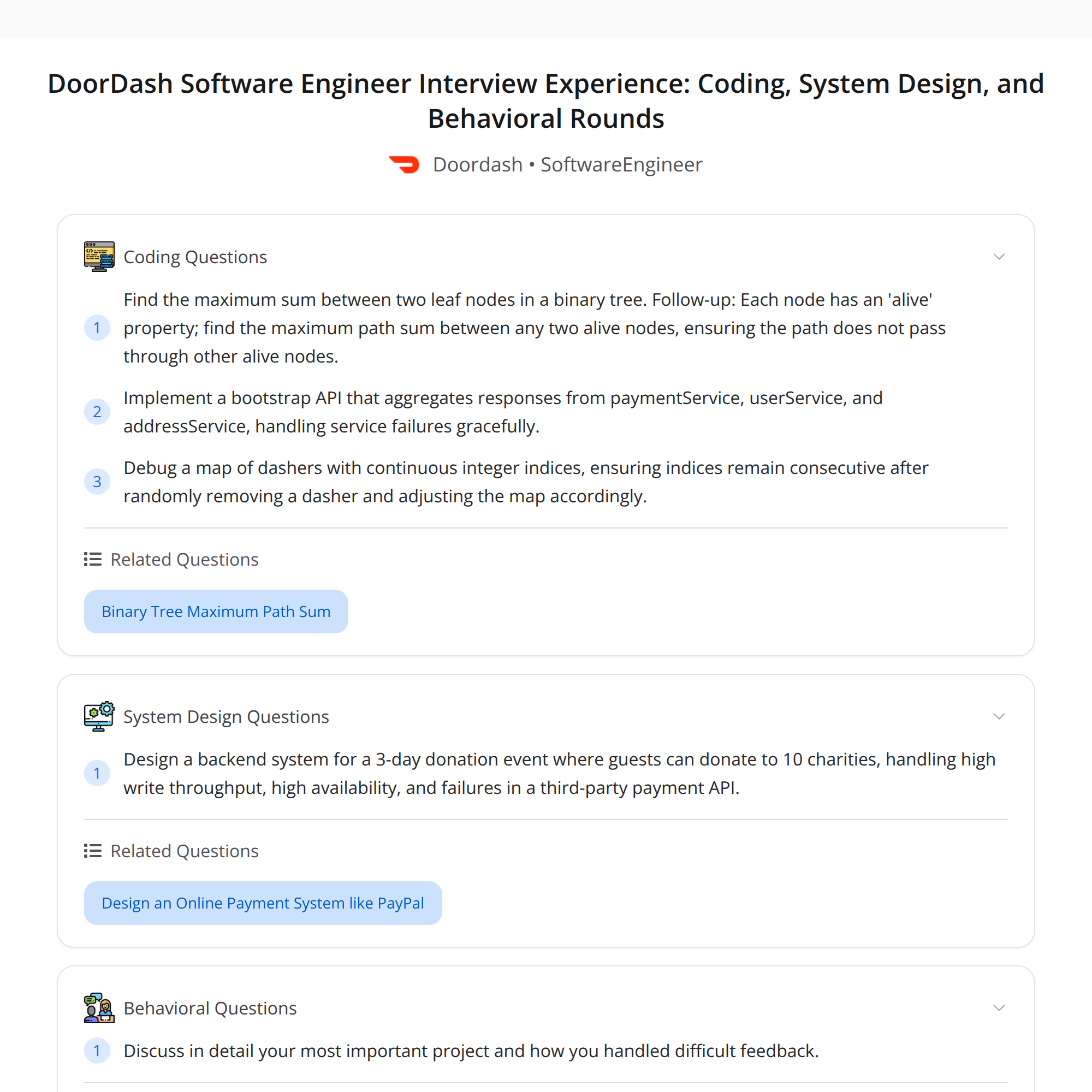 DoorDash SWE Interview