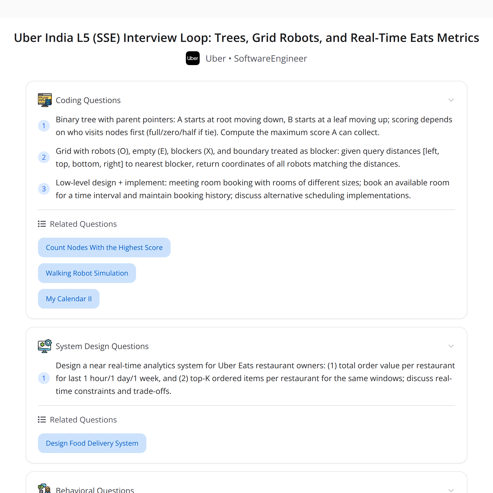 Uber India L5 Interview
