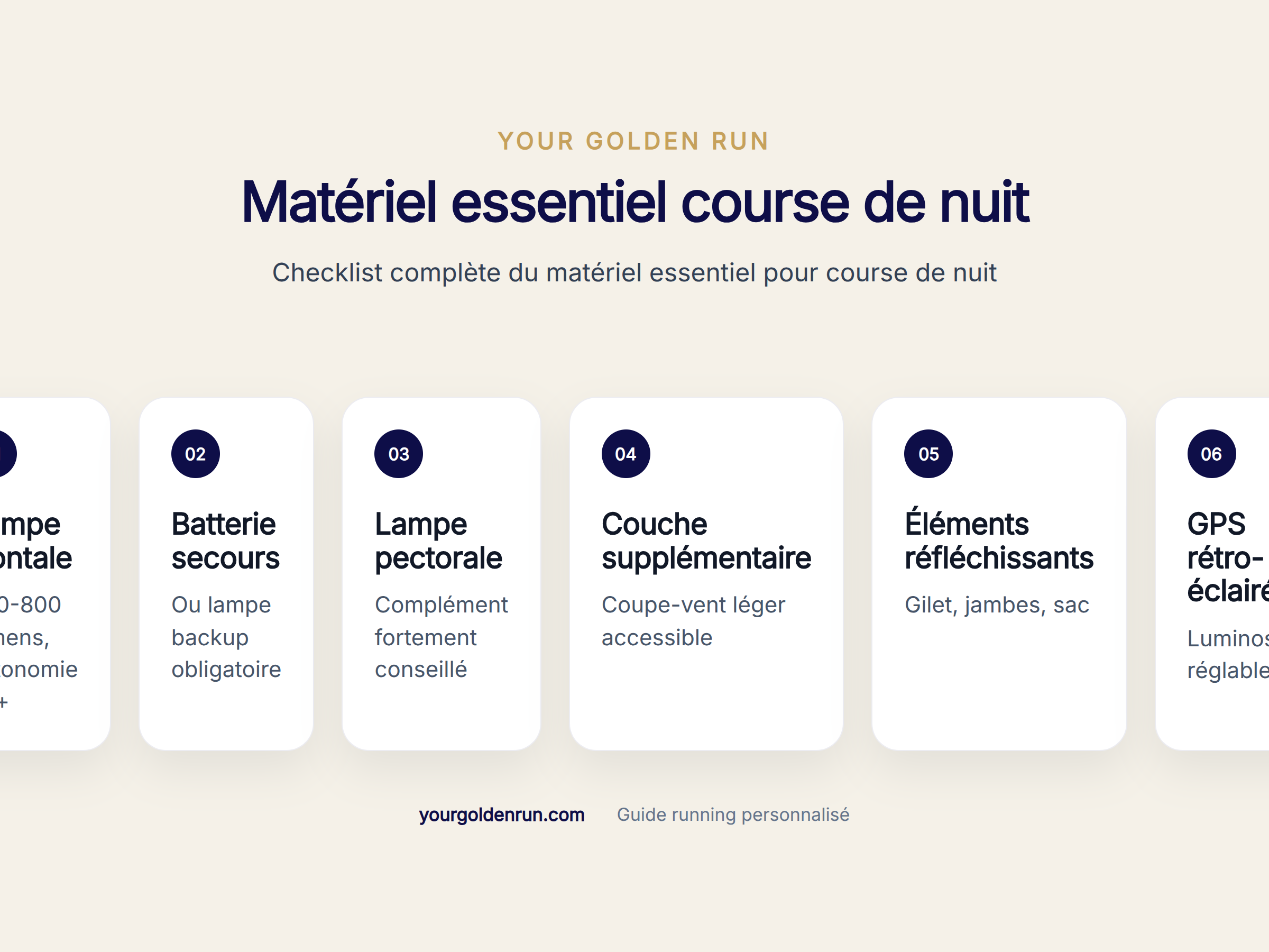 Checklist complète du matériel essentiel pour course de nuit