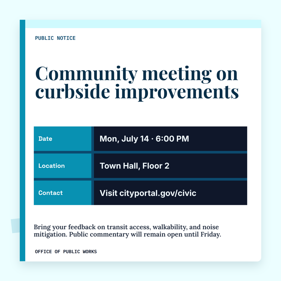 Template example image for Community Notice Announcement