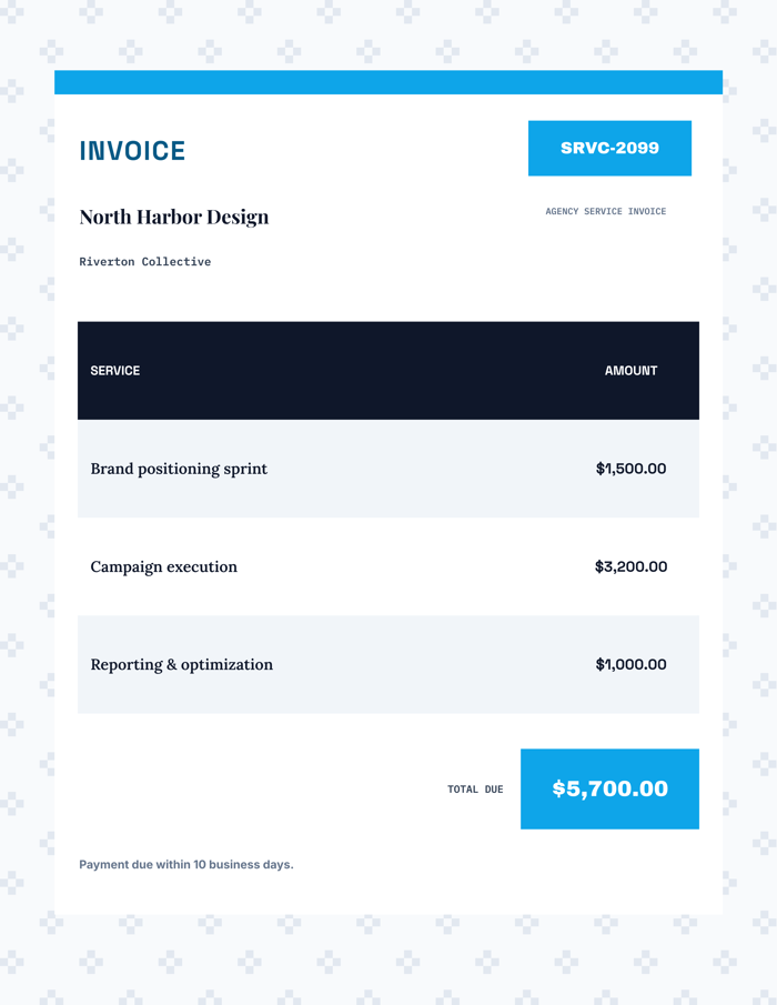 Template example image for Agency Service Invoice