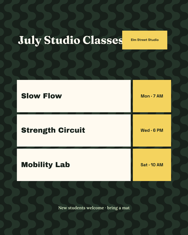 Template example image for Class Schedule Announcement