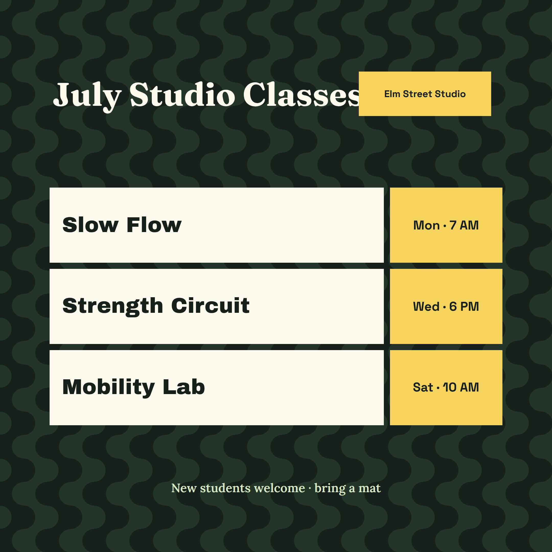 Class Schedule Announcement preview