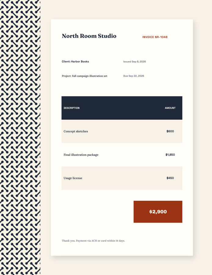 Template example image for Creative Commission Invoice