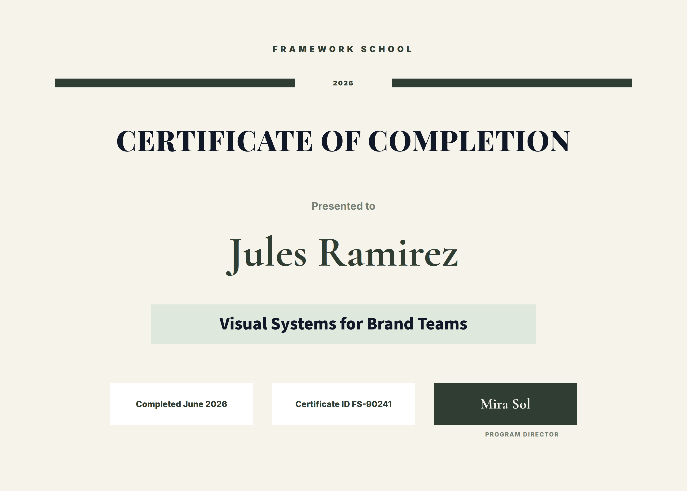Course Completion Certificate preview