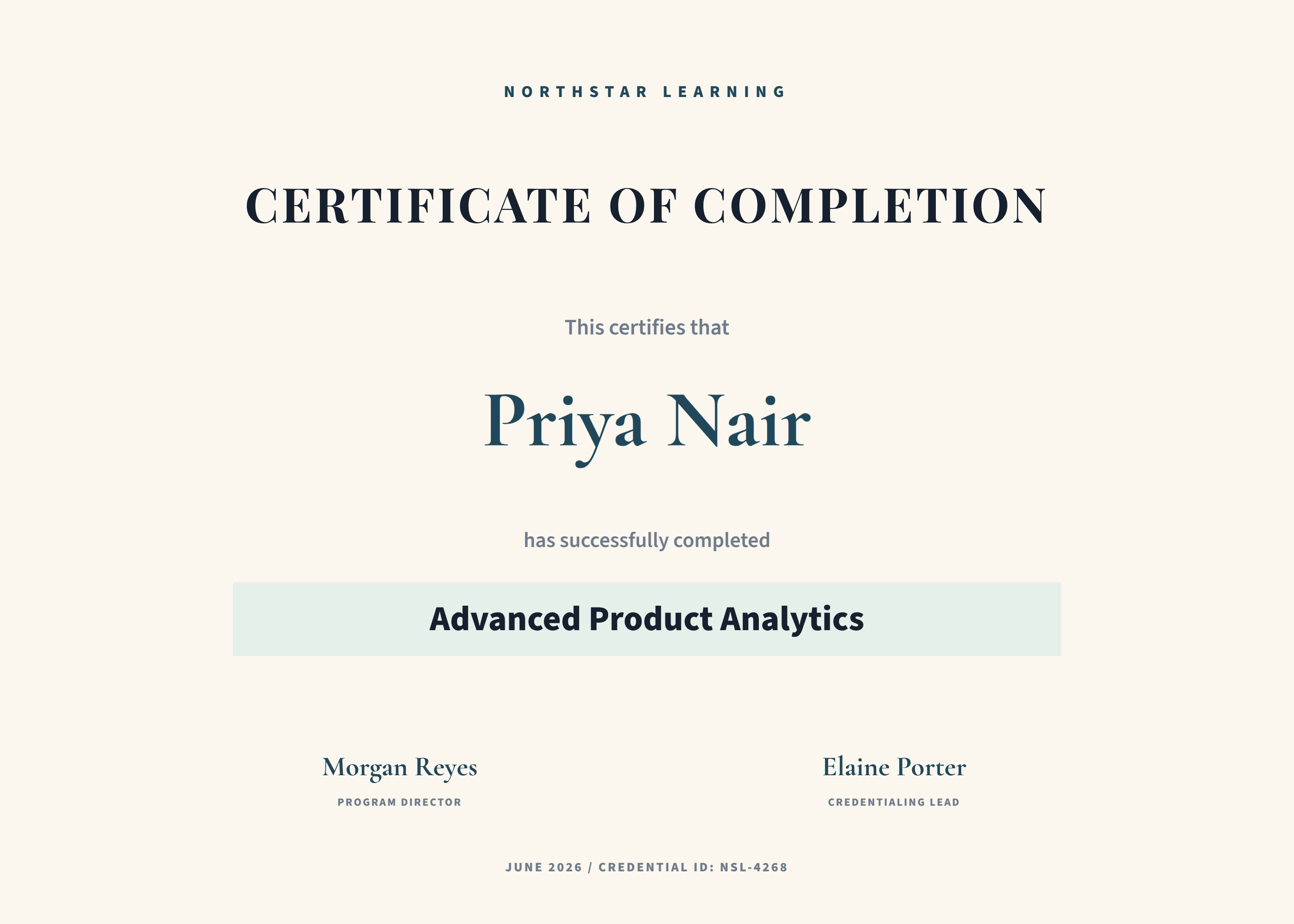 Training Completion Certificate preview