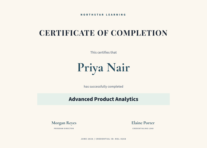 Template example image for Training Completion Certificate