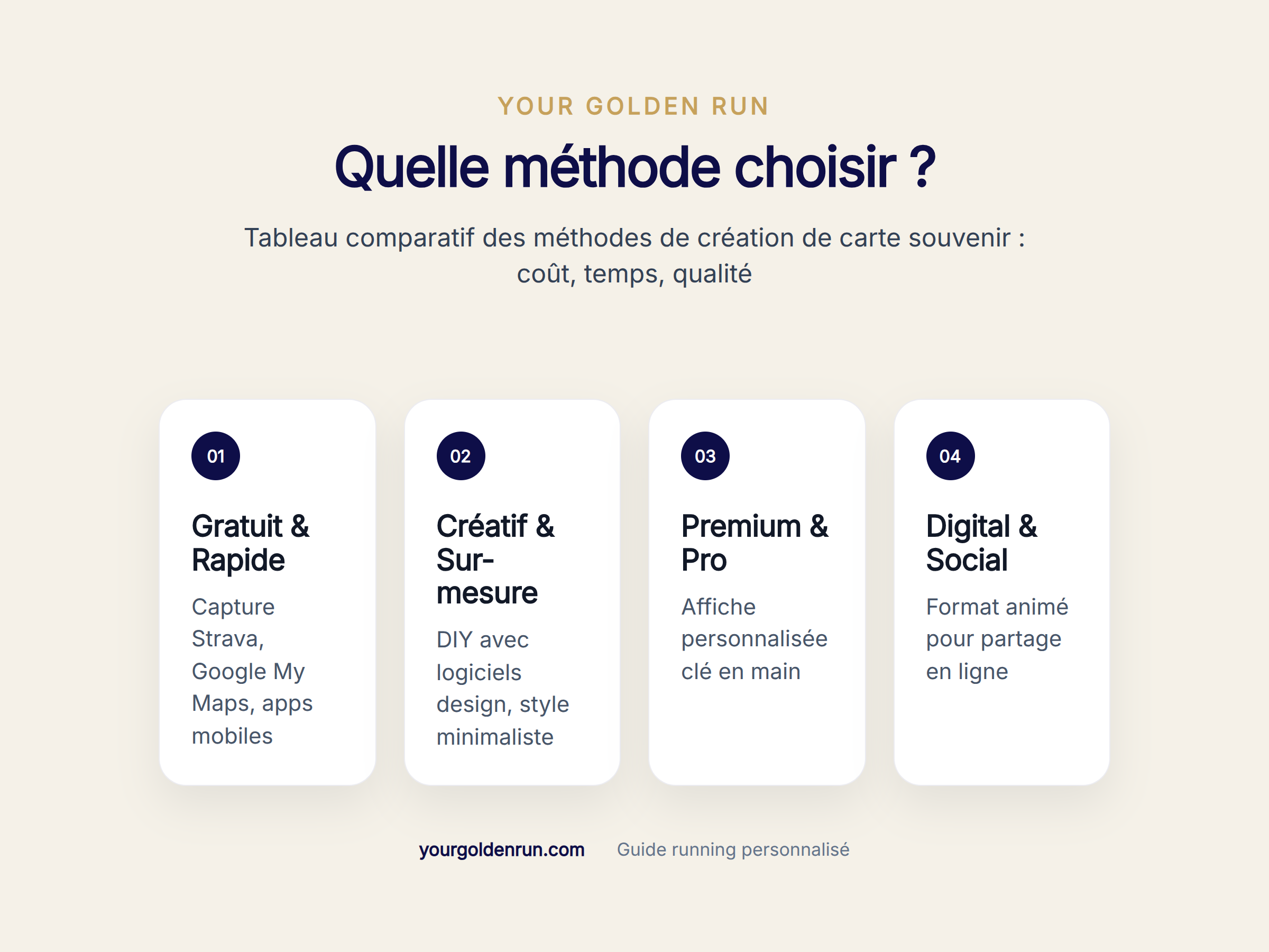 Tableau comparatif des méthodes de création de carte souvenir : coût, temps, qualité