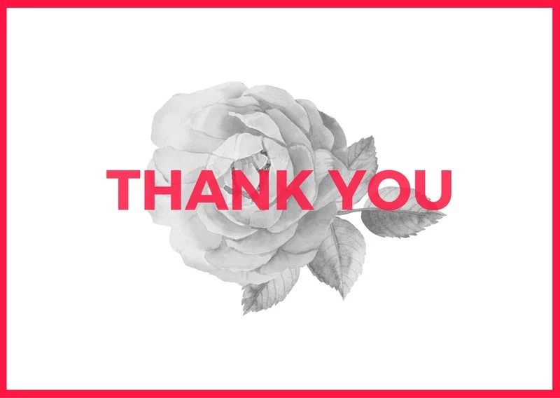 Pink and White Floral Thank You Postcard 