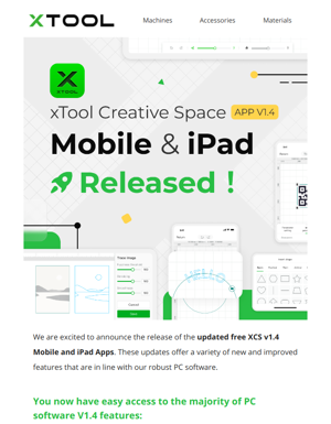 Free XTool Creative Space Software Mobile & IPad V1.4 Launched!