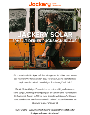 Gehe Mit Jackery Solar Auf Backpack-Tour & Reisen! (RABATTAKTION)