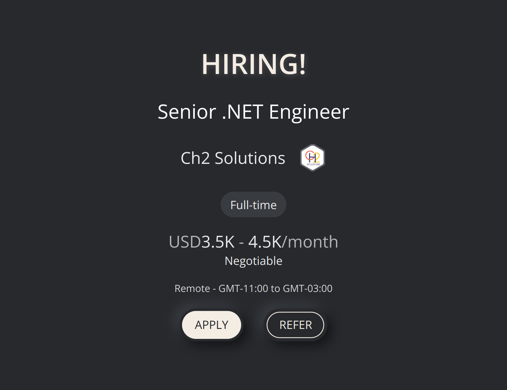 Senior .NET Engineer at Ch2 Solutions | Torre
