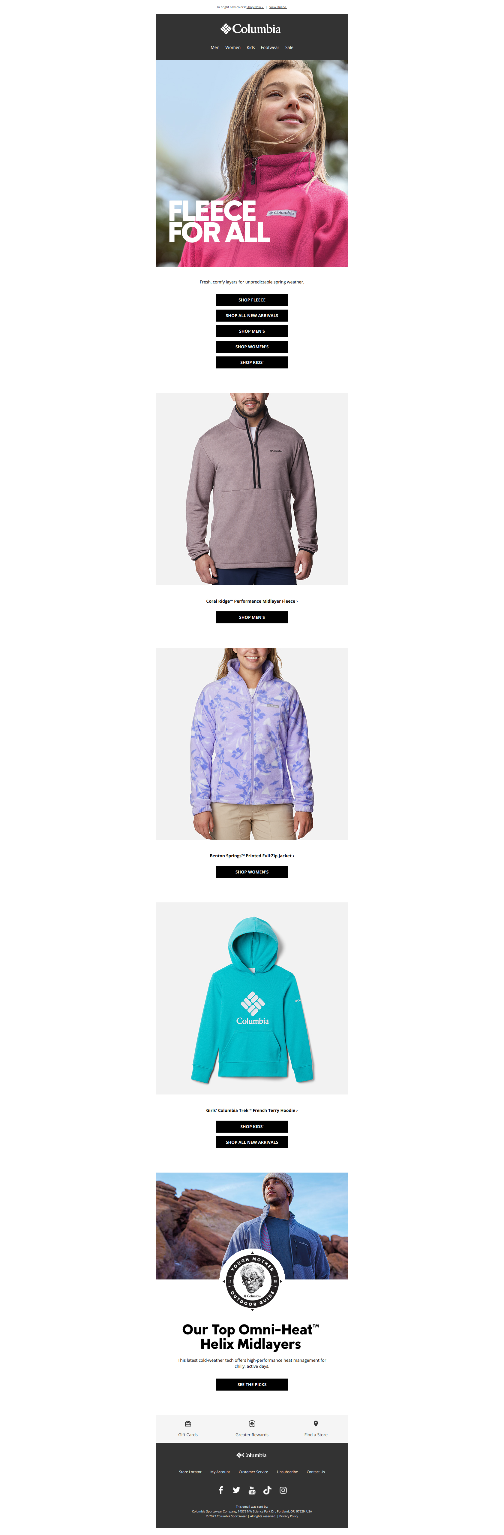 Fleece for changing spring weather. - Columbia Sportswear Newsletter