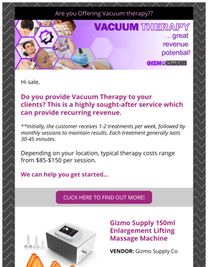Are You Offering Vacuum Therapy??