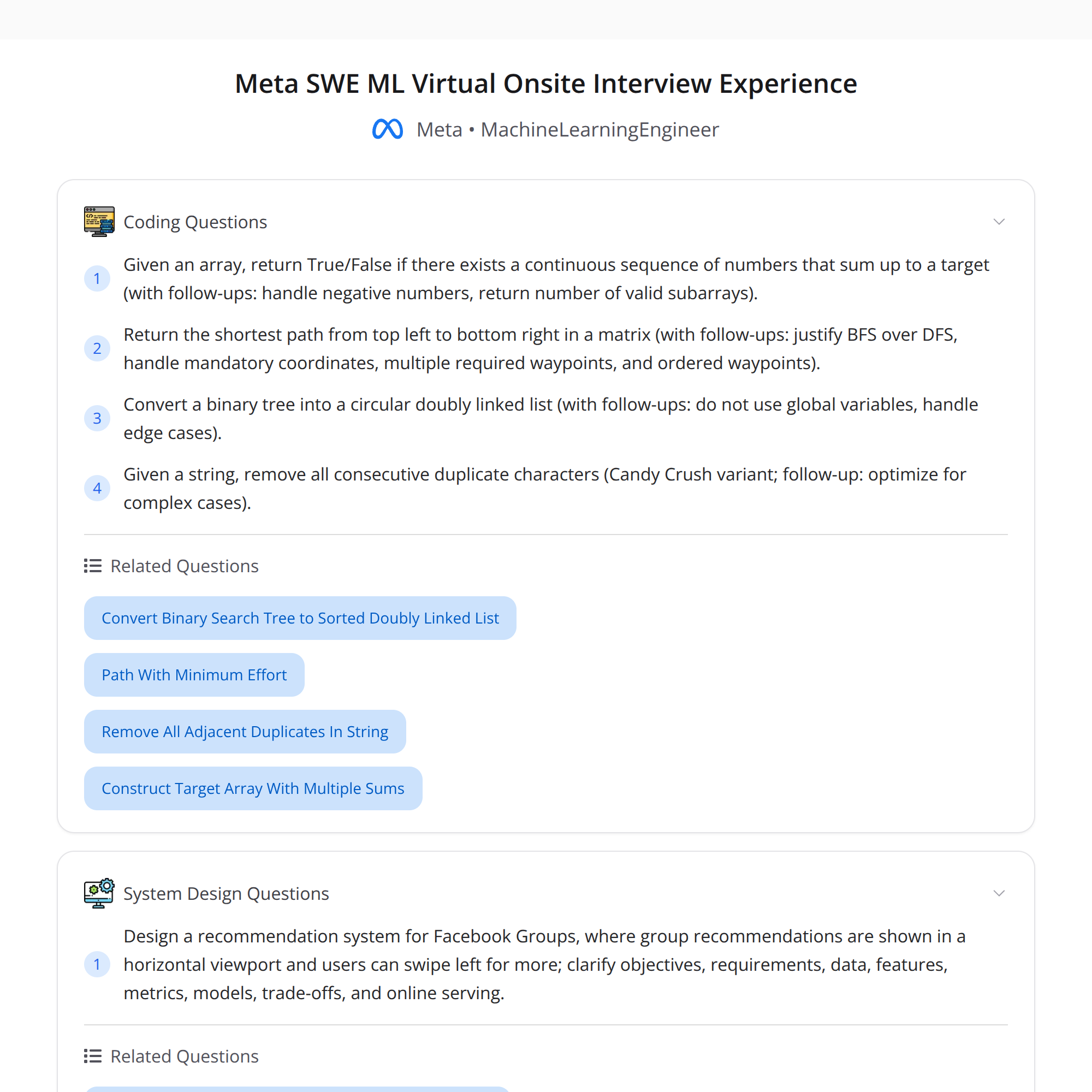 Meta SWE ML Interview