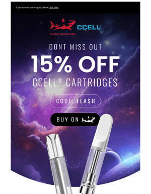 ⏰ Hurry, Ends Tonight! 15% OFF CCELL® Cartridges - Don't Miss Out!
