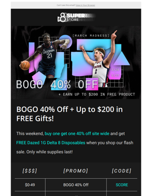 🏀 BOGO 40% + FREE Dazed Disposables 🏀