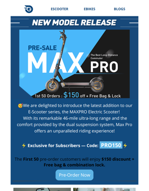 🚨Meet The All-new MAXPRO E-Scooter!