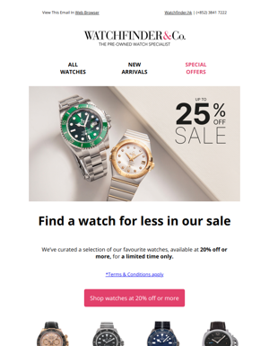 Shop Watches At 20% Off Or MORE