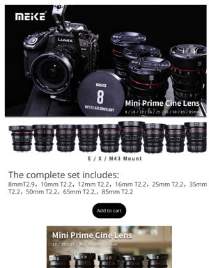 Cine Lenses |  🌹🌹🌹The Mini Set Has Wide Aperture Of T2.2, Is Suitable For Landscape And Portrait Shooting.（Very, Very Sharp）