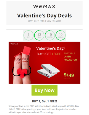 Valentine's Gift | Buy 1 Get 1 FREE Laser Projector💘