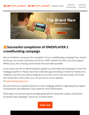 Successful Completion Of ONEXPLAYER 2 Crowdfunding Campaign