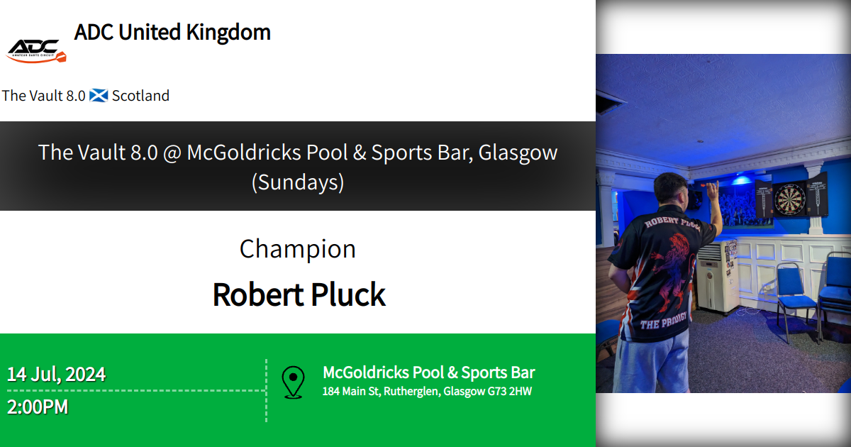 The Vault 8.0 McGoldricks Pool & Sports Bar, Glasgow (Sundays)