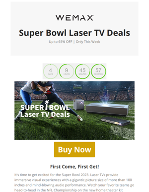 Super Bowl Laser TV Sales| Up To 65% OFF💥