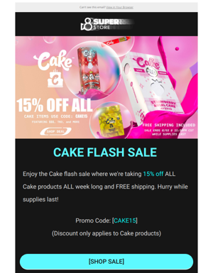 Cake Sale: Earn 15% Off ALL Cake Products