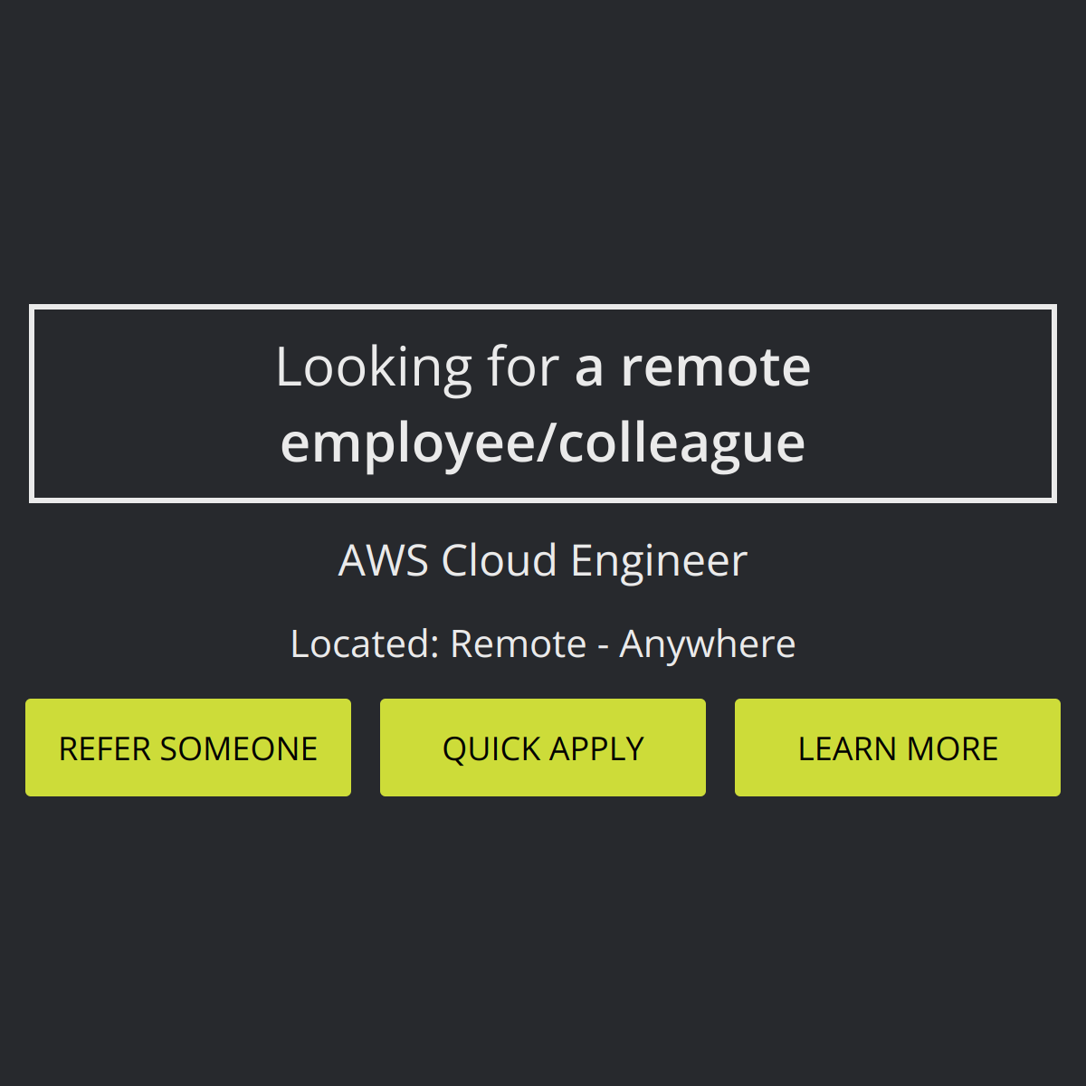 [Remote job] AWS Cloud Engineer