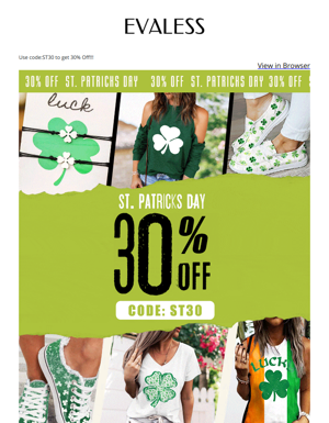 ☘Last Chance: 30% Off Your St. Patricks Day☘