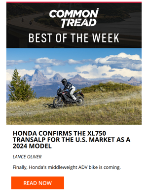 CT Digest: Honda Confirms The XL750 Transalp For The U.S. Market.