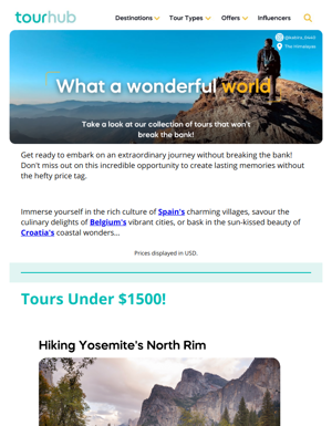 Find Your Dream Tour For Under $1500