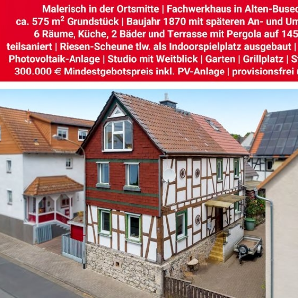 ++ KRAG Immobilien ++ Malerisches Kinderparadies ++ mit Scheune, Studio, Pergola, PV-Anlage und ... (35418 Buseck)