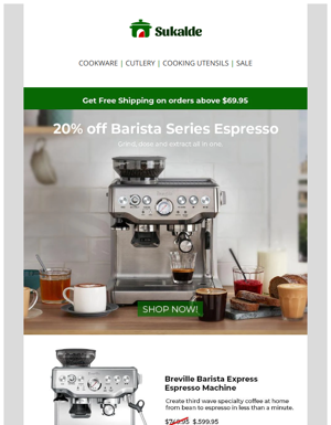 🔥20% Off Breville Barista Series Espresso + Free Shipping