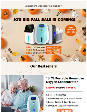 🚨💰Last Day To Save $200 On Fall Sale For Oxygen Concentrators!