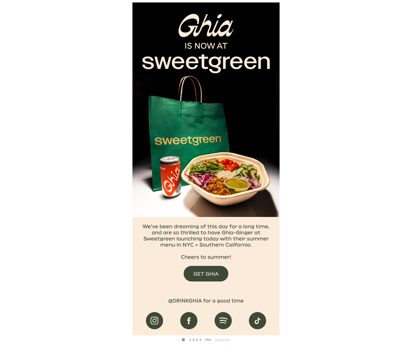 We’re at Sweetgreen! - Ghia Newsletter