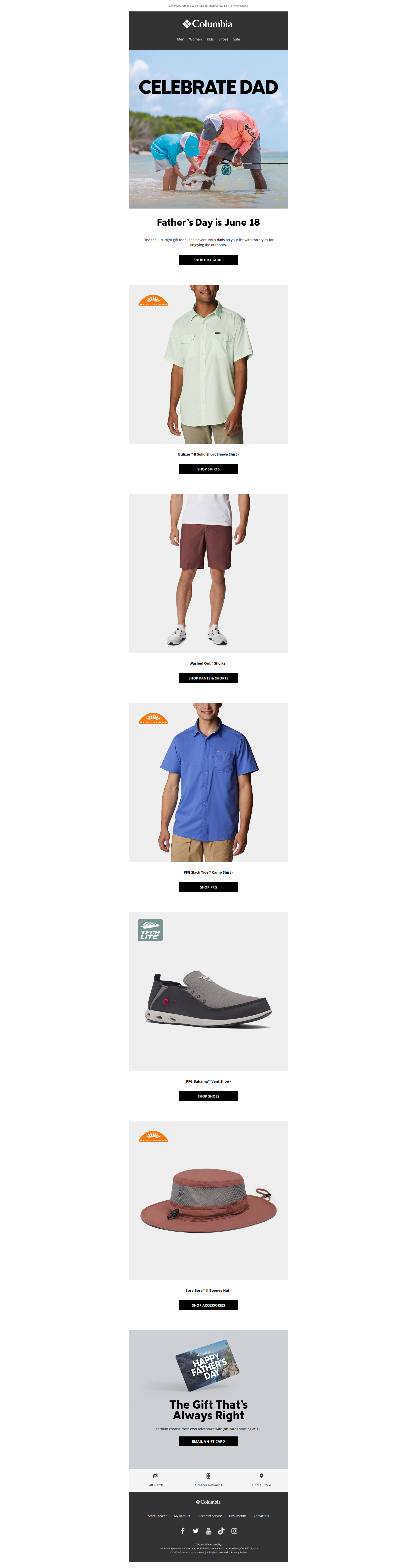 Father's Day gifts dad will love. - Columbia Sportswear Newsletter