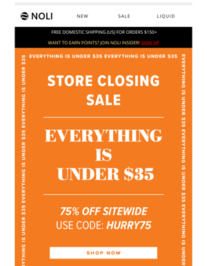 Store Closing: Everything Is Under $35