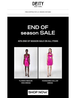 40% END OF SEASON SALE ON ALL ITEMS