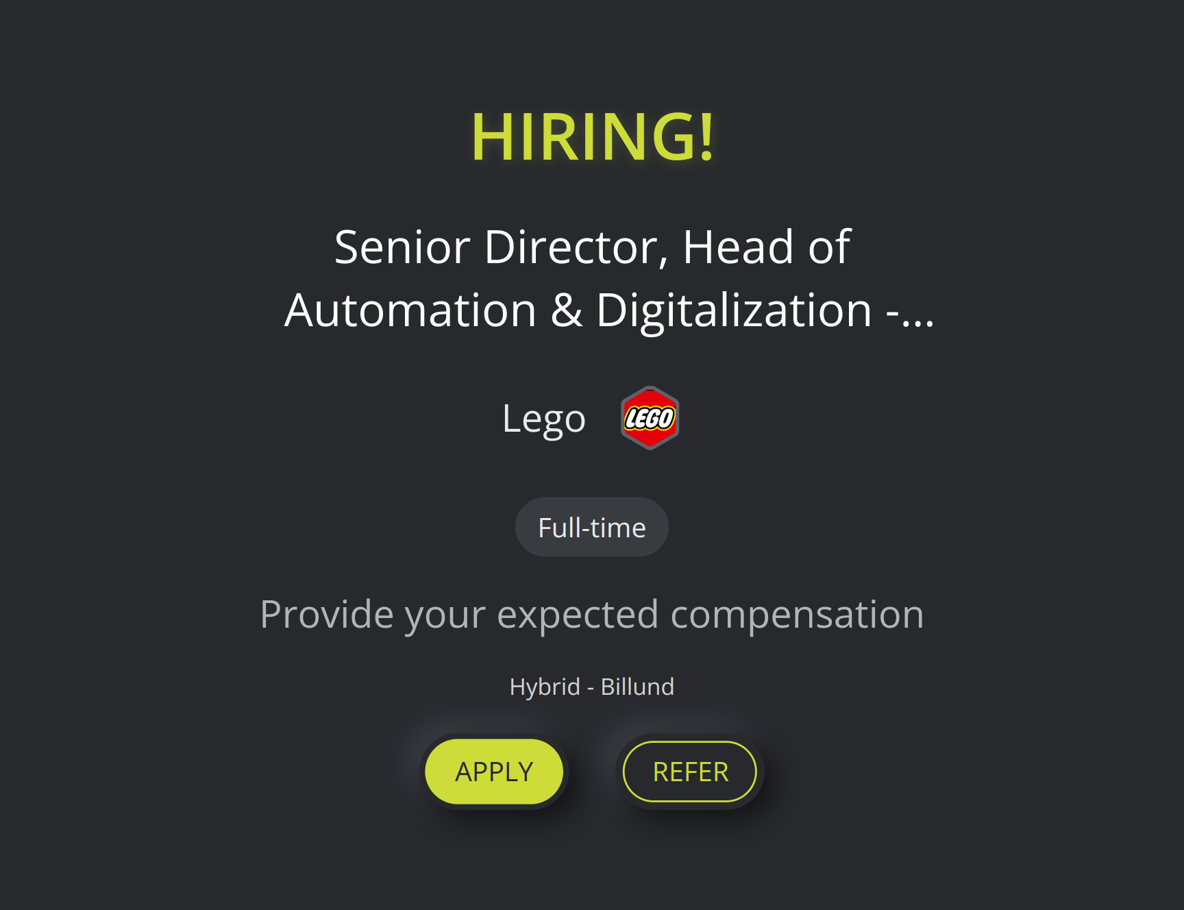 Senior Director, Head of Automation & Digitalization - Center of ...