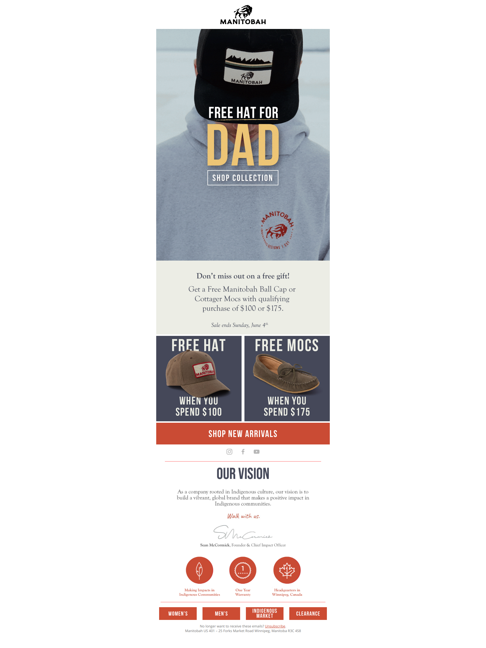 Make Dad's Day! Free Hat with $100 Purchase - Manitobah Newsletter