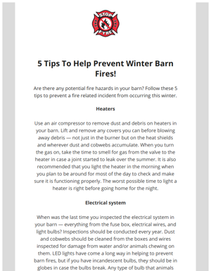 5 Tips To Help Prevent Winter Barn Fires!
